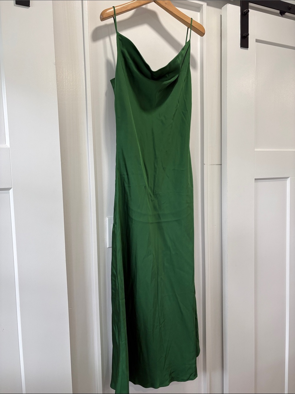 Ann Taylor Green Silky Cowl Neck Maxi Slip Dress Size 8 - Picture 4 of 8